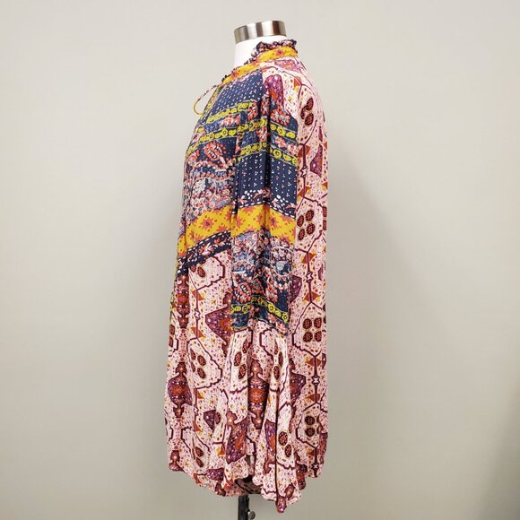 Altar'd State Women's Bohemian Flare Sleeved Mini Dress Sz Large Tunic Spring - Picture 6 of 10